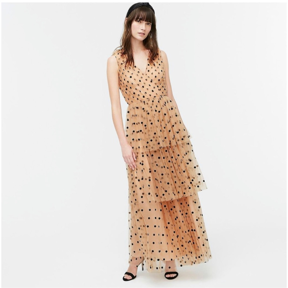 J. CREW Tiered Halter Dress In Dot Tulle